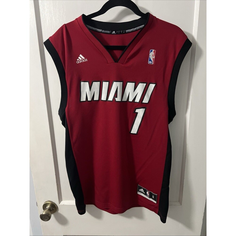Miami  Heat Chris Bosh #1 Adidas Jersey Mens Red Logo Sleeveless Sz Small